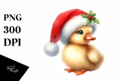 Cute Baby Duck with Santa Hat PNG Product Image 1