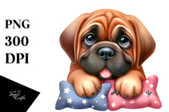Cute Mastiff with Big Eyes, Watercolor PNG Product Image 1