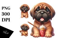 Cute Mastiff with Big Eyes PNG Product Image 1