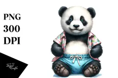 Digital Baby Panda with Beachwear PNG Product Image 1