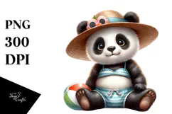 Digital Baby Panda with Beachwear PNG Product Image 1