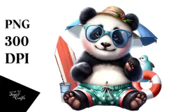 Digital Baby Panda with Beachwear PNG Product Image 1