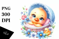 Colorful Baby Duck Watercolor Clipart Product Image 1