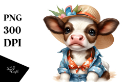 Digital Baby Cow with Beachwear PNG Product Image 1