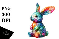 Colorful Bunny on Splashy Background, PNG Product Image 1
