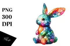 Colorful Bunny on Splashy Background, PNG Product Image 1