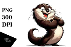 Silly Cartoon Otter PNG Product Image 1