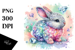 Diamond Bunny on Splashy Background PNG Product Image 1