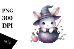 Cute Baby Bunny Popping Out from Witch Potion PNG Product Image 1