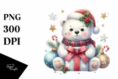 Cute Polar Bear with Gift Box, Transparent PNG Product Image 1
