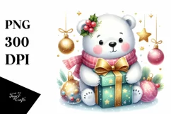 Cute Polar Bear with Gift Box, Transparent PNG Product Image 1