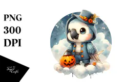 Cute Baby Macaw Halloween PNG Product Image 1