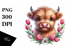Cute Baby Highland Cow Wreath Product Image 1