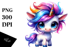Cute Baby Unicorn Playing with Cool Haircut PNG Product Image 1