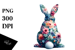 Vintage Bunny Abstract Flowers, Pastel PNG Product Image 1