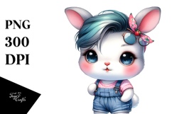 Cute Baby Bunny with Cool Haircut PNG Product Image 1