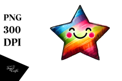 Colorful Smiling Moon with Stars, PNG Product Image 1