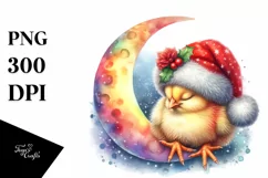 Baby Chicken Christmas Moon | Clipart Product Image 1