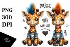 Punk Baby Giraffe with Goofy Smile PNG Product Image 1