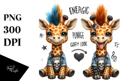 Punk Baby Giraffe with Goofy Smile PNG Product Image 1