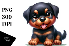 Baby Rottweiler with Big Eyes PNG Product Image 1