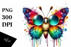 Quirky Colorful Sunglasses, Butterfly | Sublimation Clipart Product Image 3