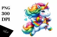 Jumping Dressed Baby Unicorn PNG Product Image 3