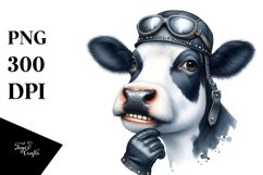 Thoughtful White Cow with Biker Hat Product Image 3