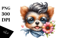 Funny Baby Dog with Cool Hair, High-Quality PNG Product Image 1