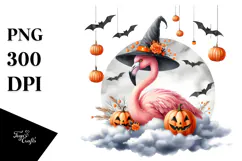 Flamingo Dressed for Halloween, PNG Product Image 1