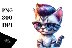Expressive Baby Cat, Watercolor PNG Product Image 1