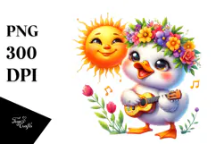 Smiling Baby Duck Guitar PNG Product Image 1