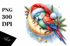Baby Parrot Christmas Moon | Clipart Product Image 3