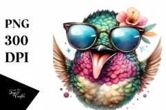 Funny Hummingbird Victory Sign | Sublimation Clipart Product Image 1