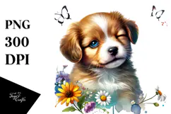 Digital Painting with Winking Puppy PNG Product Image 1