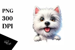 Funny Crazy West Highland White Terrier Watercolor Clipart Product Image 3