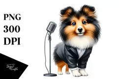 Pop Singer Shetland Sheepdog | Sublimation | Clipart Product Image 1