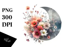 Watercolor Flower with Spring Flowers PNG Product Image 1