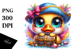Crazy Eyes Baby Duck with Treasure Chest PNG Product Image 1