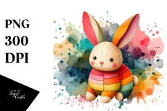 Colorful Wood Bunny PNG Product Image 1
