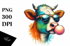 Quirky Cow Sunglasses Chewing Gum Clipart Product Image 1