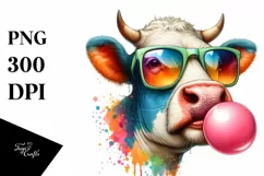 Quirky Cow Sunglasses Chewing Gum Clipart Product Image 1