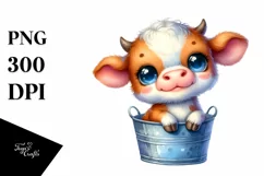 Cute Baby Cow in Bucket | Clipart Product Image 3