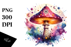 Vibrant Magical Celestial Mushroom PNG Product Image 1