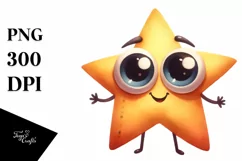 Funny Expressive Star with Shy Goofy Smile PNG Product Image 3