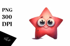 Funny Expressive Star with Shy Goofy Smile PNG Product Image 3