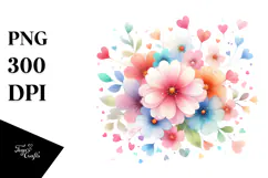 Simple Flower with Hearts PNG Product Image 1
