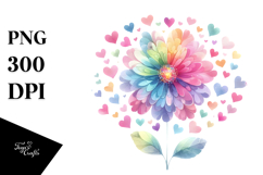 Simple Flower with Hearts PNG Product Image 1