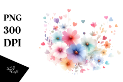 Colorful Digital Painting with Simple Watercolor Flower PNG Product Image 1