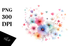 Colorful Digital Painting with Simple Watercolor Flower PNG Product Image 1